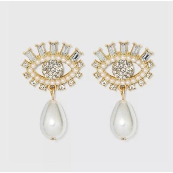 SUGARFIX by BaubleBar Evil Eye Faux Pearl Tear Drop New - Picture 1 of 7